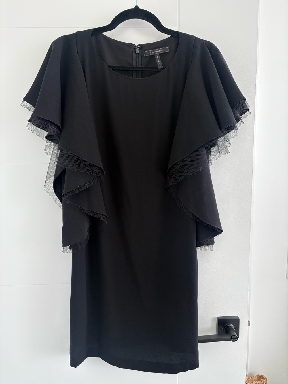 BCBGMaxAzria Black Ruffle Sleeve Mini Dress